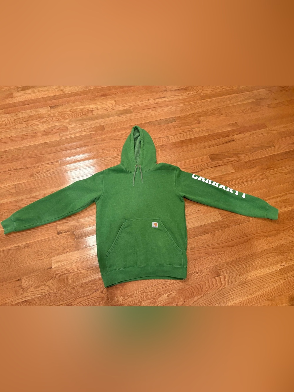 Carhartt Kelly Green Hooded Work Sweatshirt with Sleeve Logo